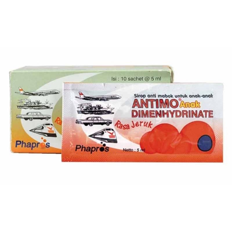 Jual Antimo obat anti mabuk perjalanan syrup rasa jeruk 5ml untuk anak ...