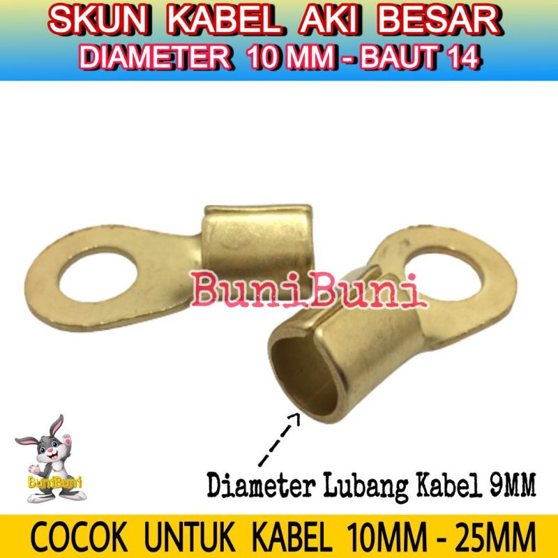 Jual TERMINAL Skun Klem Kabel Aki BESAR Ring BULAT M10 BAUT 14 - KUNING ...