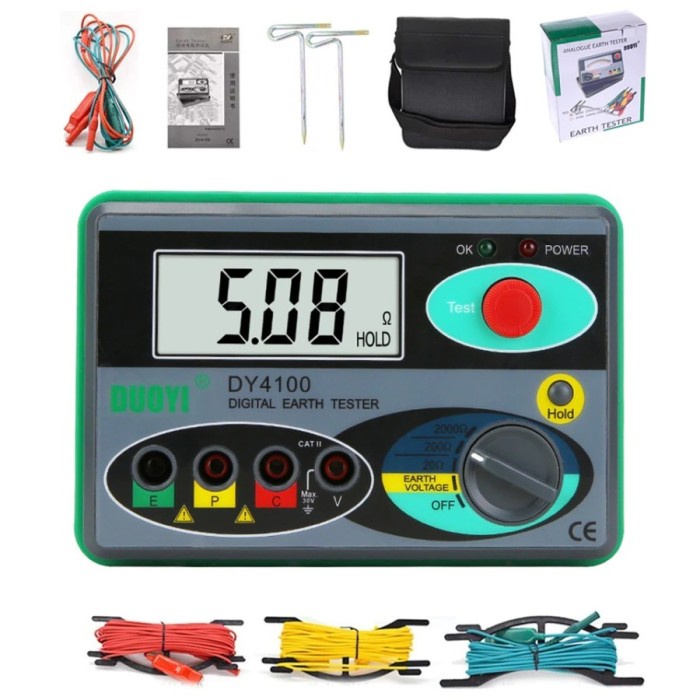 Jual Digital Megger Earth Tester DY4100 Ground Resistance Meter 0-2000 ...