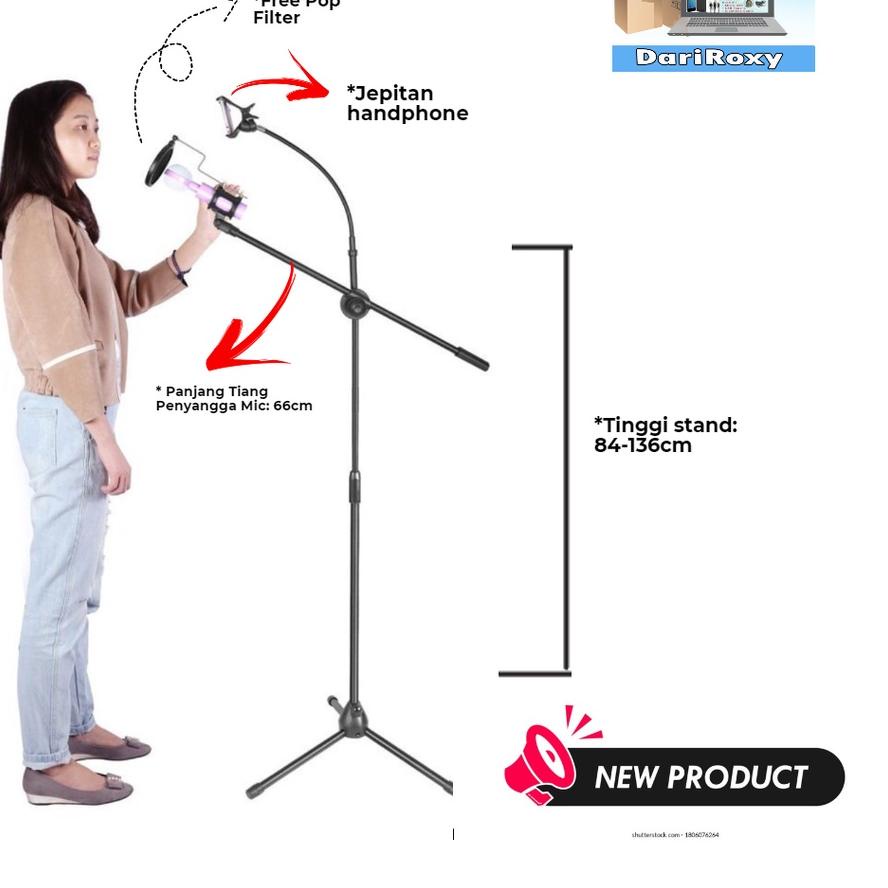 Jual NEW KBMTiang Mic Stand + Holder HP Microphone Stand 360 Degree