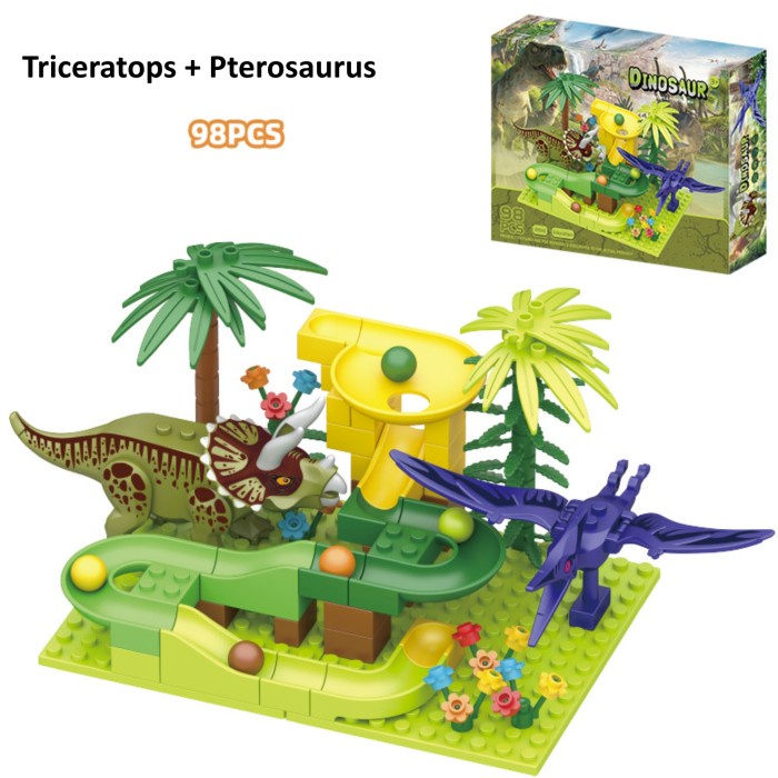 Jual [LOGU] Mainan balok bricks dinosaurus, Mainan brick marble run