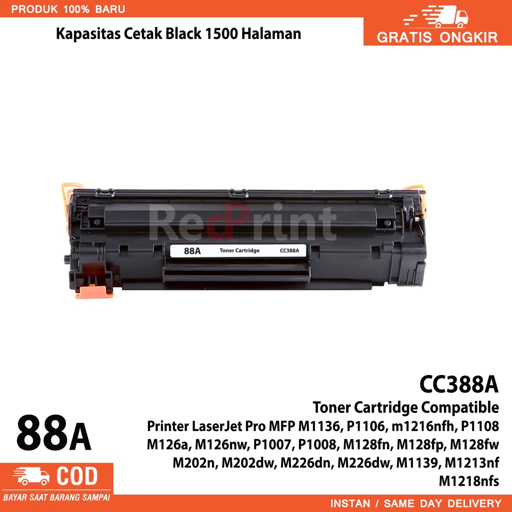 Jual Toner Cartridge 88A Compatible Printer LaserJet Pro P1007, MFP M1136, P1106, m1216nfh
