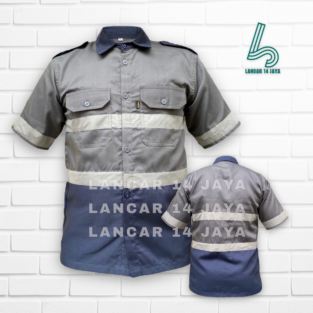 Jual Kemeja Safety Wearpack Atasan Lengan Pendek Kombinasi Kemeja