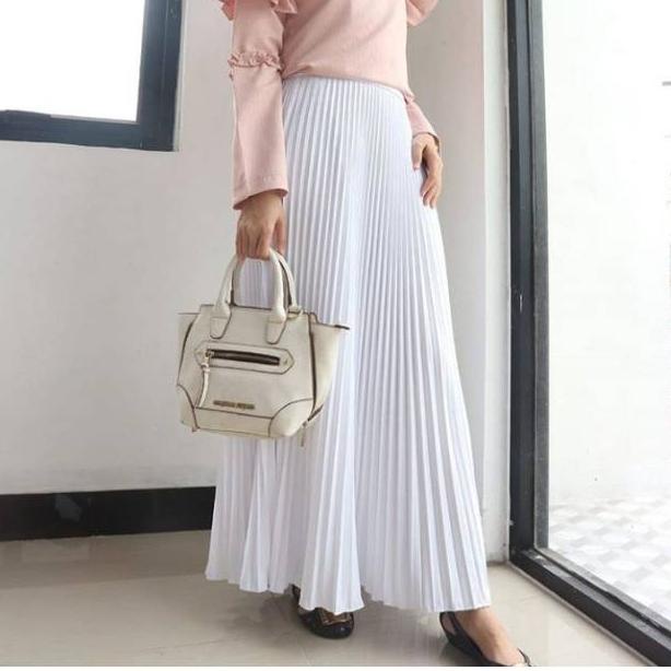 Jual BEST SELLER Rok plisket putih premium fit L (PROMO BELI 3 PCS ROK ...
