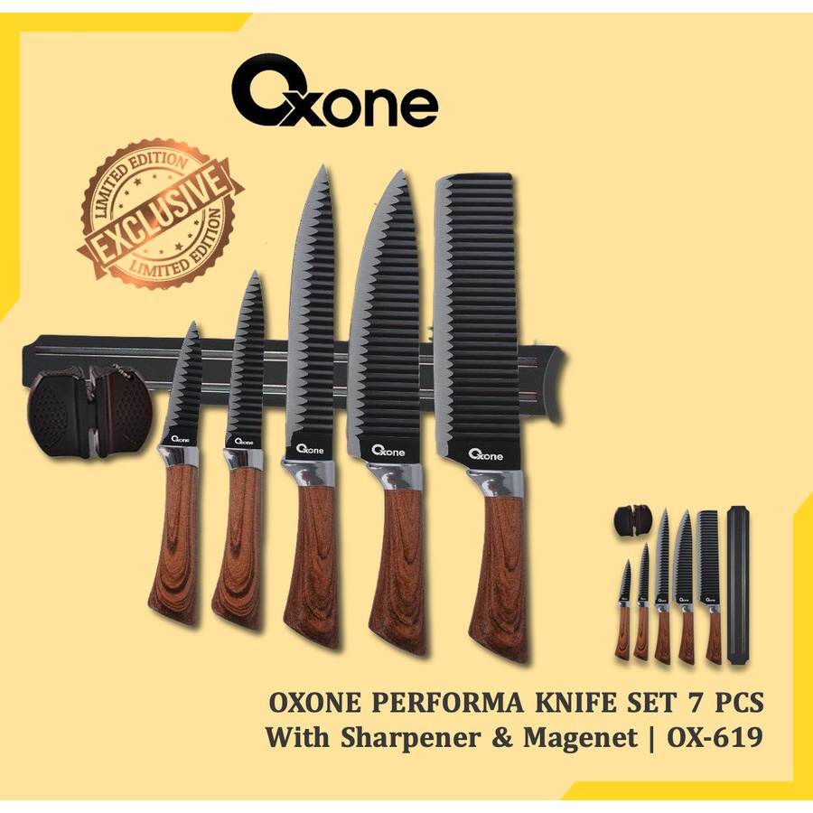 Jual OXONE Knife Set with Sharpener & Magnet OX-619 pengasah & magnet ...