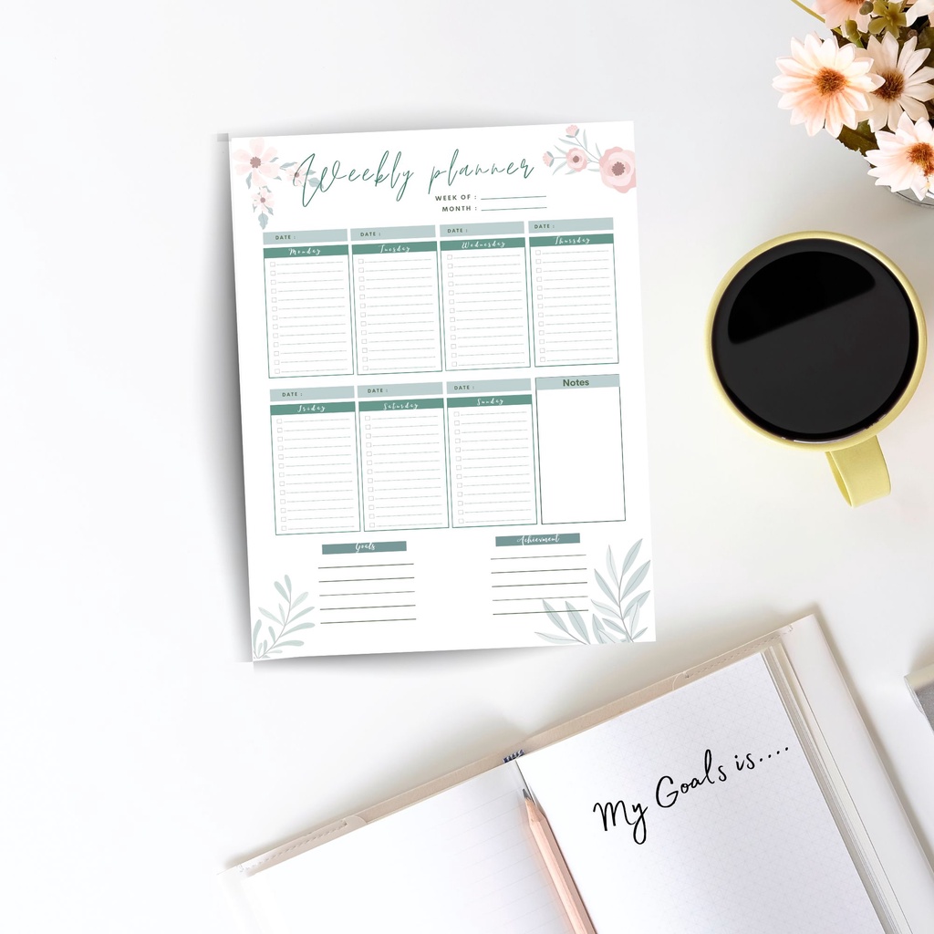 Jual Bundle Printable Planner Pink Flower To-do List Weekly My 30Days ...