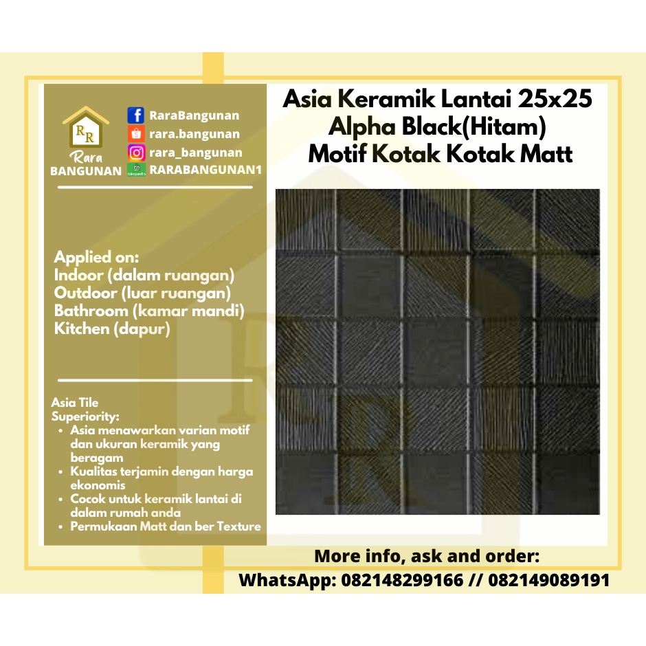 Jual Keramik Lantai / Floor Tiles 25x25 cm Motif Alpha Kotak Kotak