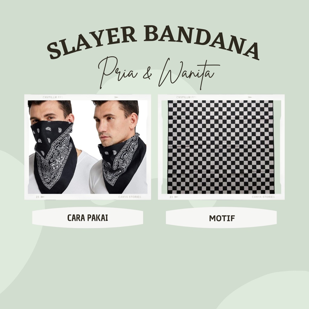 Jual Bandana Kepala Motif Kotak Catur Hitam Putih Bandana Retro Masker Slayer Kepala Pria 