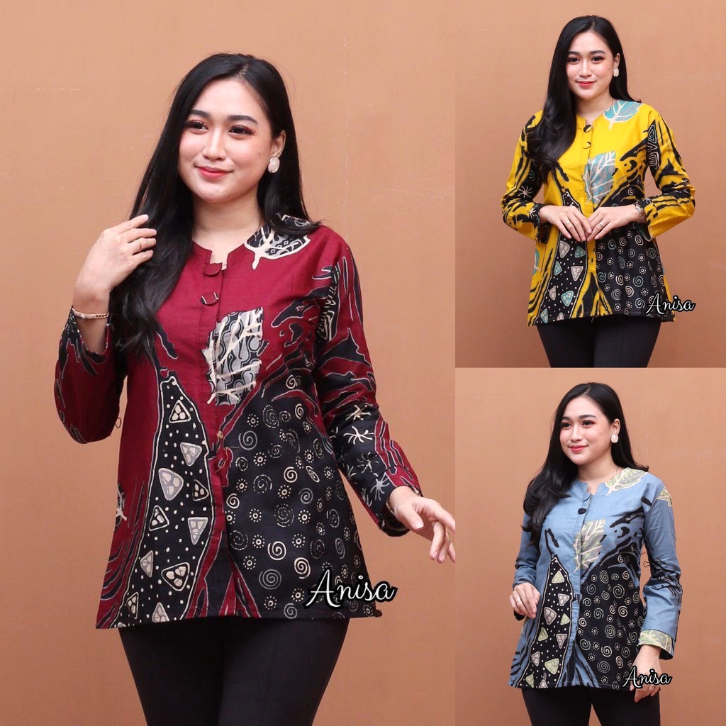 Jual Baju Batik Wanita Modern Atasan Blouse Batik Kerja Wanita Kantor M L Xl Xxl Shopee Indonesia 