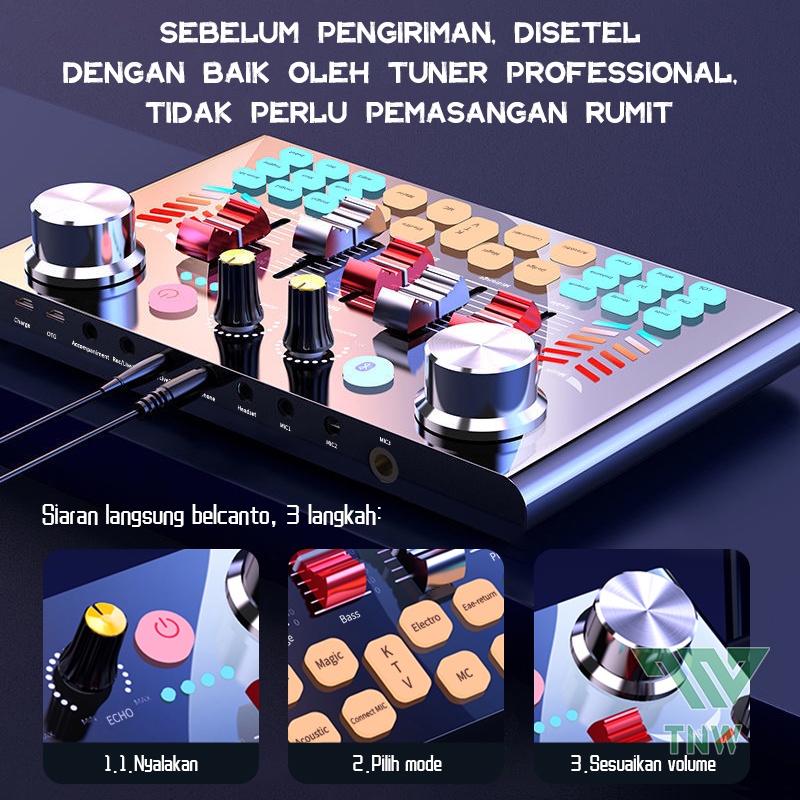 Gambar produk TNW-V18 Sound Card Bluetooth Live SoundCard V18 Soundcard Audio Live Mixer untuk Live streaming Karaoke 4
