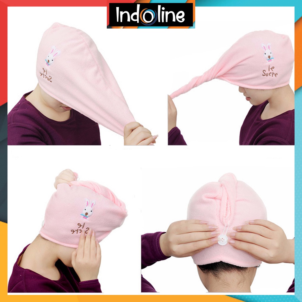 Jual 𝗜𝗻𝗱𝗼𝗹𝗶𝗻𝗲 𝐋𝐚𝐦𝐩𝐮𝐧𝐠 ️𝟯𝟴𝟳 Handuk Keramas Rambut Turban Keramas Anak