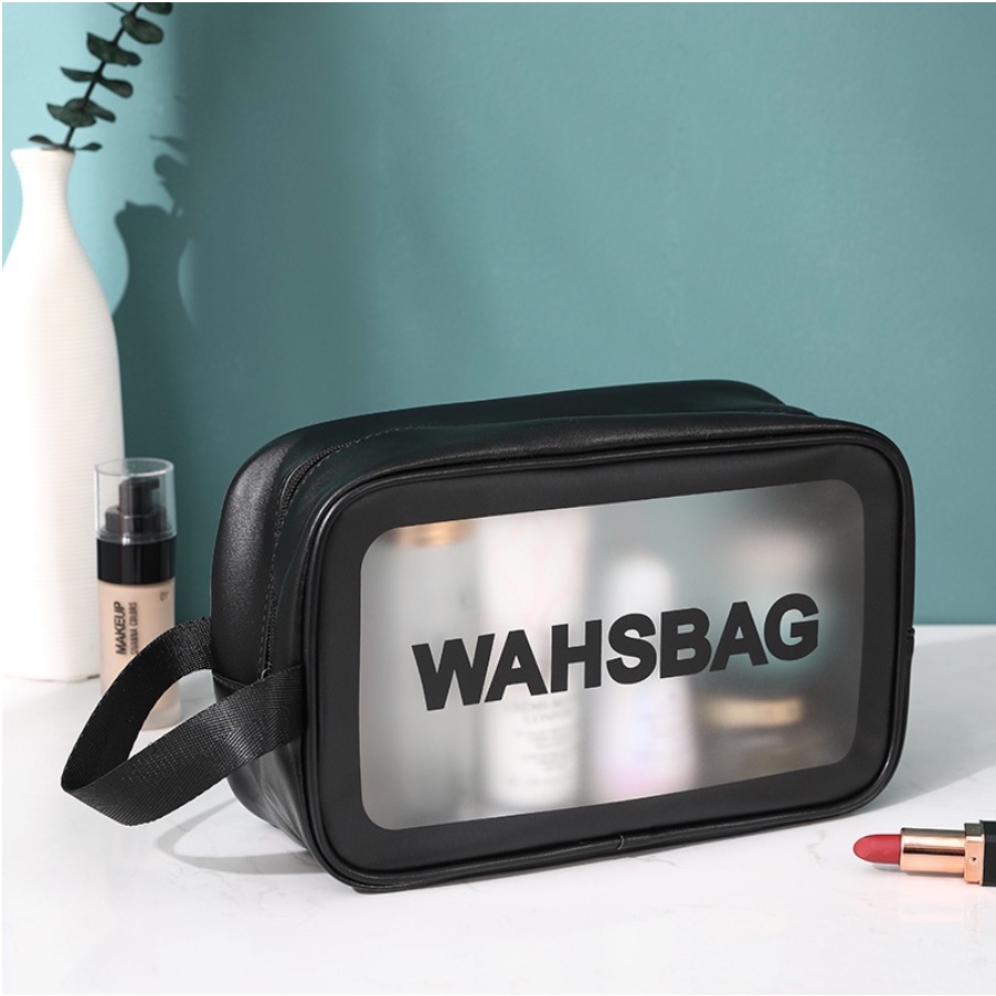 Washbag Reizen, make-uptas voor op reis, zwart, Transparante reistassen