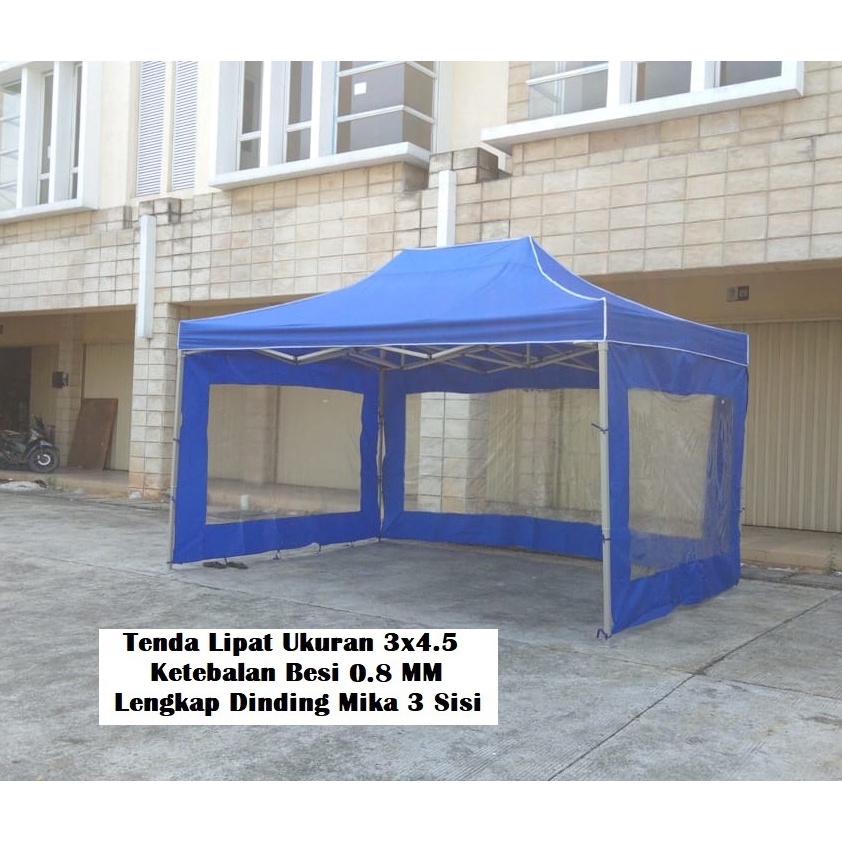 Jual Tenda Lipat Ukuran 3x4 5 Besi Premium Lengkap Dinding Mika 3 Sisi