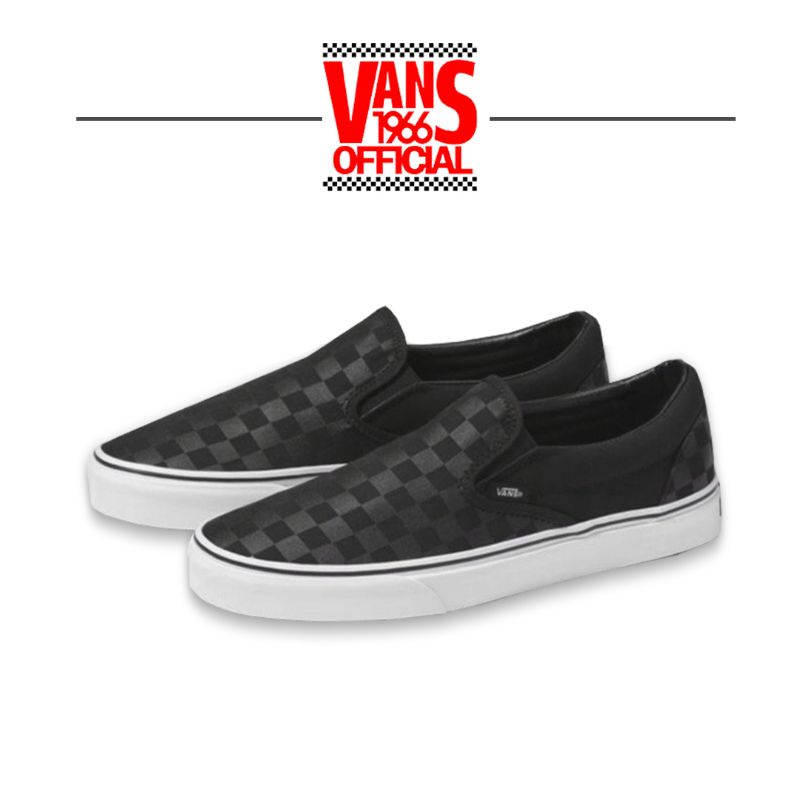Jual Vans Slip On Checkerboard Black Black Sepatu Vans Ori Slip On Pria Shopee Indonesia