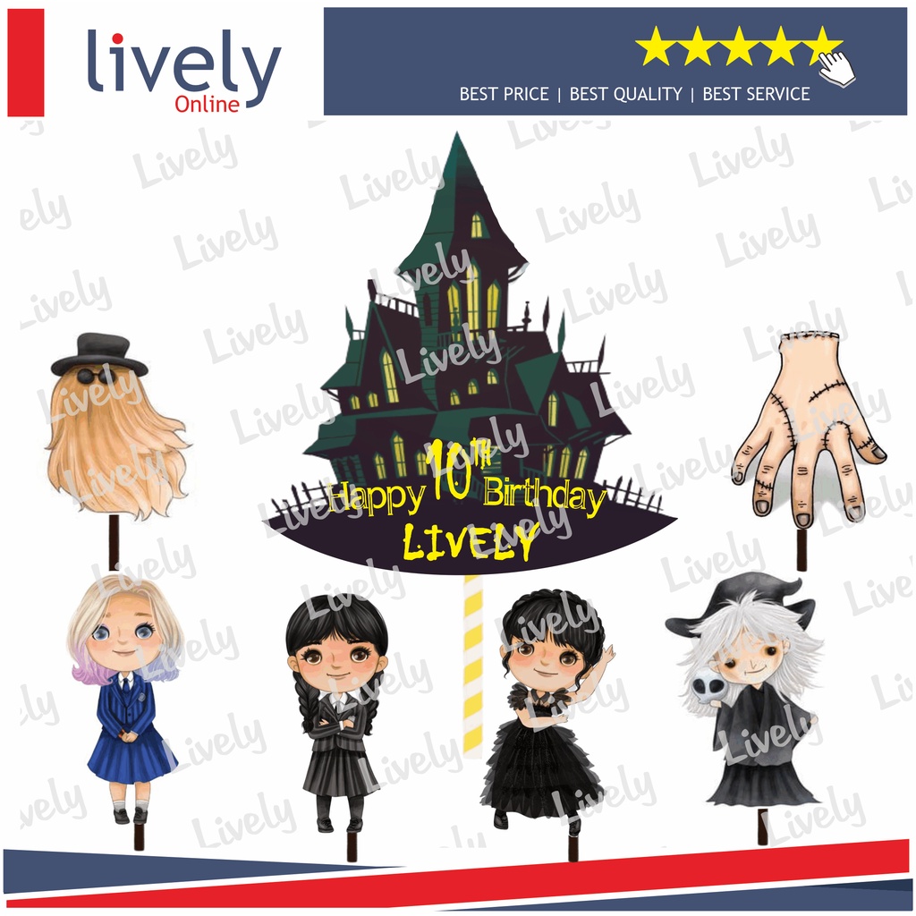 Jual CUSTOM NAMA CAKE TOPPER KARAKTER WEDNESDAY ADAM 02 HIASAN KUE