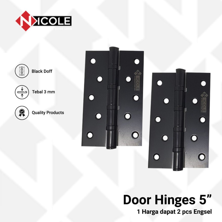 Jual Ready !!!! [COD] Engsel Pintu Rumah Hitam Doff 3 Inci 4 Inci 5 ...