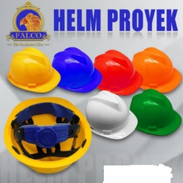 Jual Falco Helm Proyek Putar Safety Helmet Topi Kuning Merah Biru Putih