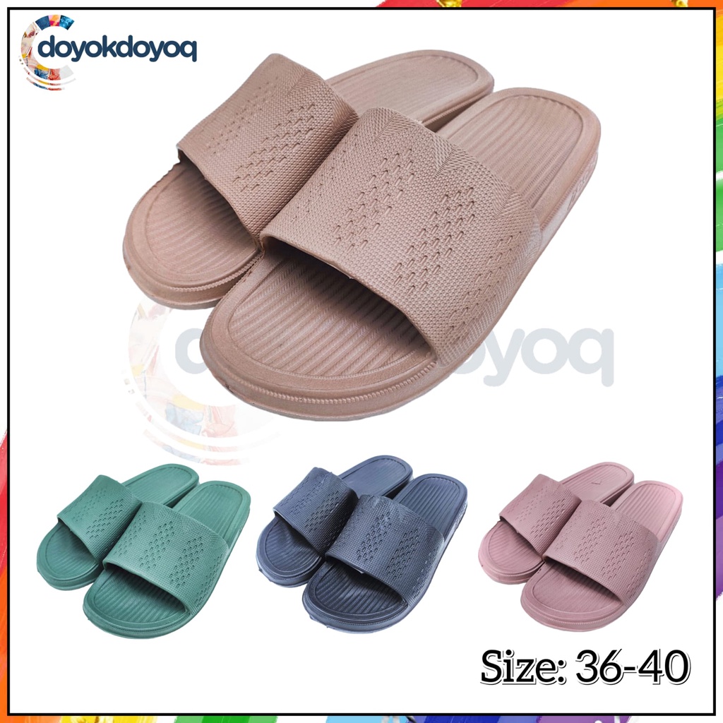 Jual Sandal Selop Wanita / Perempuan Motif Polos Sandal Karet Nyaman ...