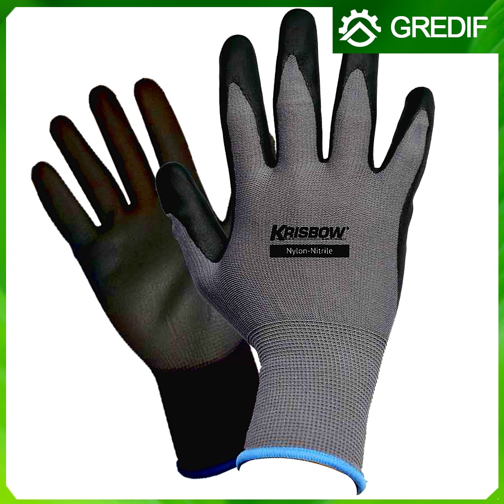 Jual Krisbow Glove Nylon Nitril Mechanical Sarung Tangan Kerja Safety
