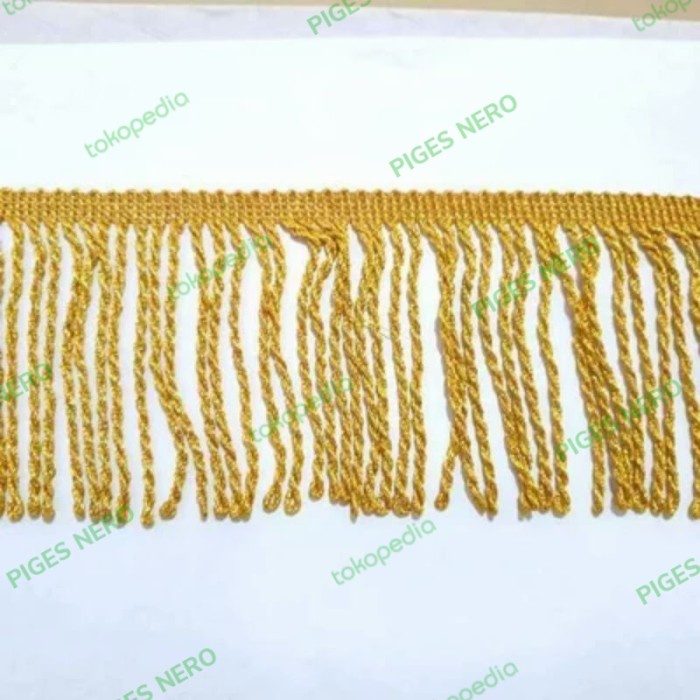 Jual Renda Rumbai Tambang Lebar 8 Cm Gold 17 Yard Murah | Shopee Indonesia