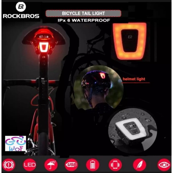 Jual ROCKBROS TT 30 WD Lampu Belakang Hel Sepeda Bicycle Bike Helmet