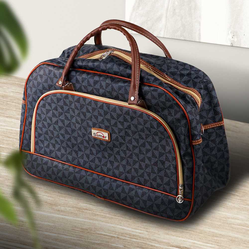 Jual Tas Travel Jinjing PU Leather Duffle Bag BLACK Shopee