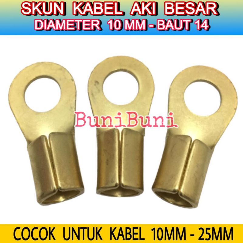 Jual TERMINAL Skun Klem Kabel Aki BESAR Ring BULAT M10 BAUT 14 - KUNING ...