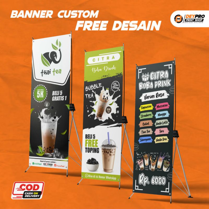 Jual Stand Banner X Banner Y Banner Banner Minuman Boba Drink Thaitea Spanduk Minuman 3228