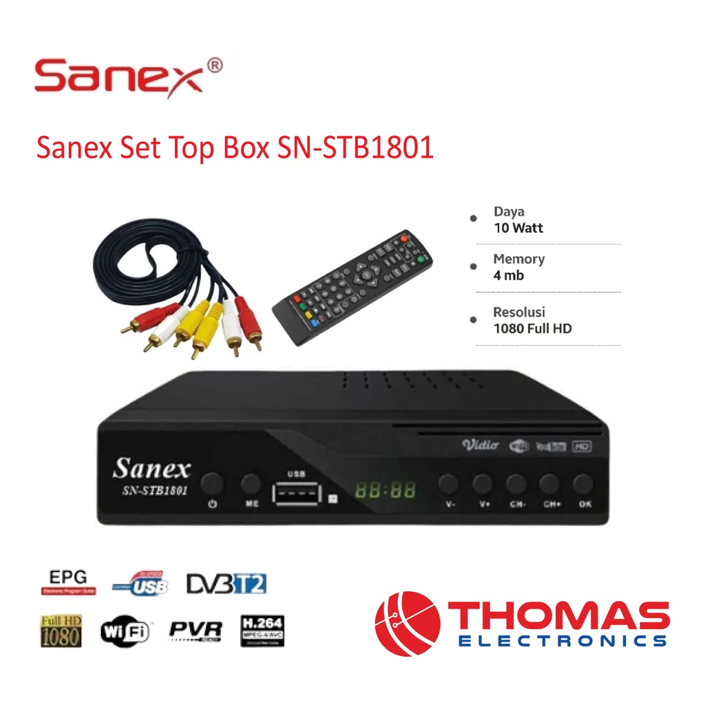 Jual Sanex Set Top Box SN STB 1801 Receiver TV Digital SNSTB1801