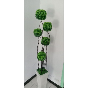 Bunga Bonsai sudut artificial ulir pot putih/isi5