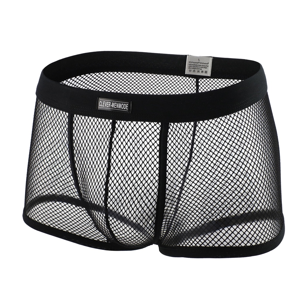Jual CLEVER-MENMODE Sexy Mesh Boxer Men Underwear See Through ...