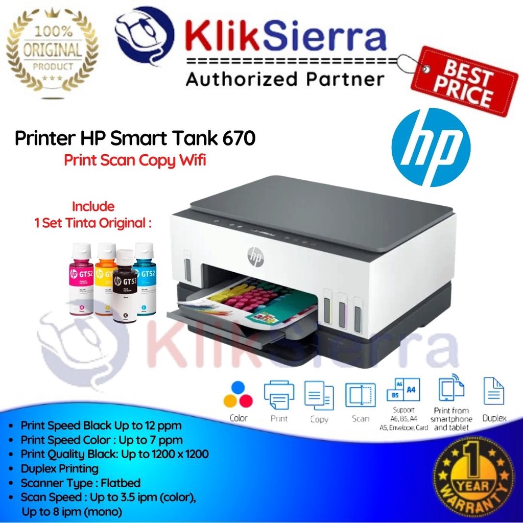 Jual HP 670 Printer Smart Tank 670 All in One Wireless Duplex Bluetooth ...