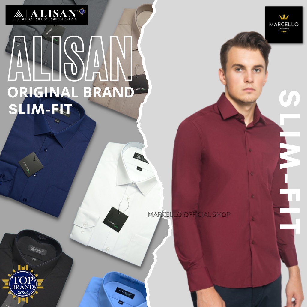 Jual Alisan Lengan Panjang Slimfit Polos Kemeja Alisan Pria Formal