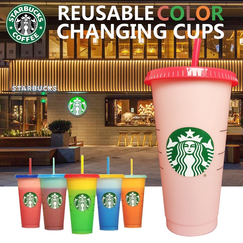 Jual Baru Termurah Tumbler Starbucks Color Changing Cups tumbler Berubah Warna Colour Reusable