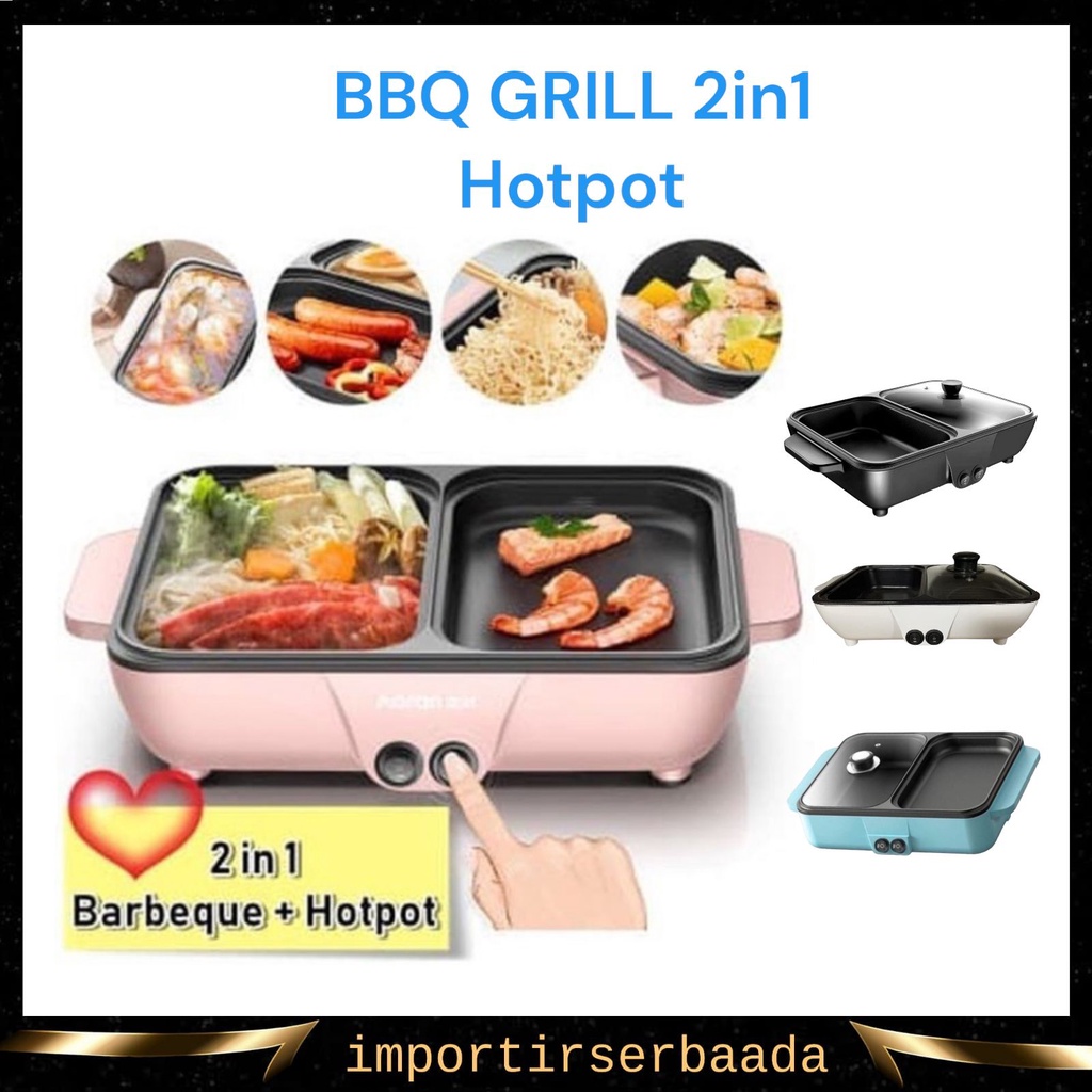 Jual Imp Mini Electric Hotpot Steamboat Grill Pan Bbq Multifungsi