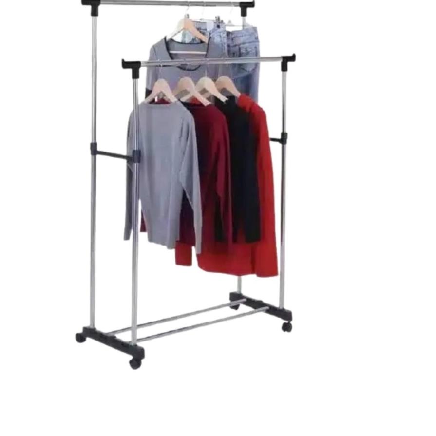 Jual ℮ DOUBLE SINGLE ROD RACK Gantungan Baju 2 Lapis Laundry display ...