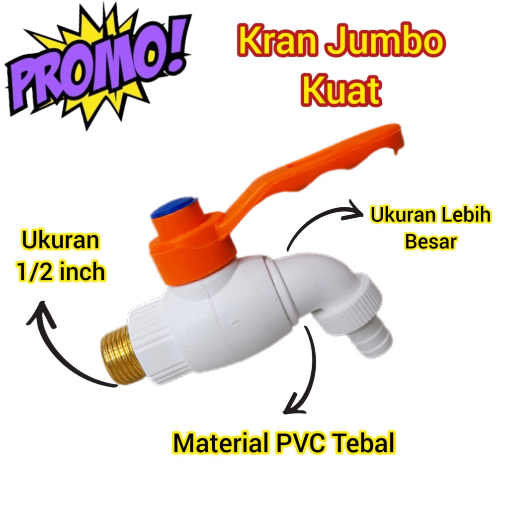 Jual Kran Keran Air Plastik Pvc Taman Mesin Cuci Kuat Jumbo Tebal Putih Inch Drat Kuningan