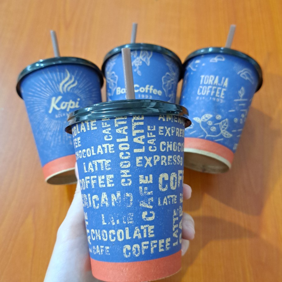 Jual Gelas Kertas Kopi Tutup Sedotan Paper Cup Kraft 8 Oz Coklat 50pcs Shopee Indonesia 3456