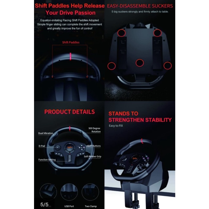 Jual Pxn V900 Pc Racing Wheel Race Steering Wheel With Pedals Shopee