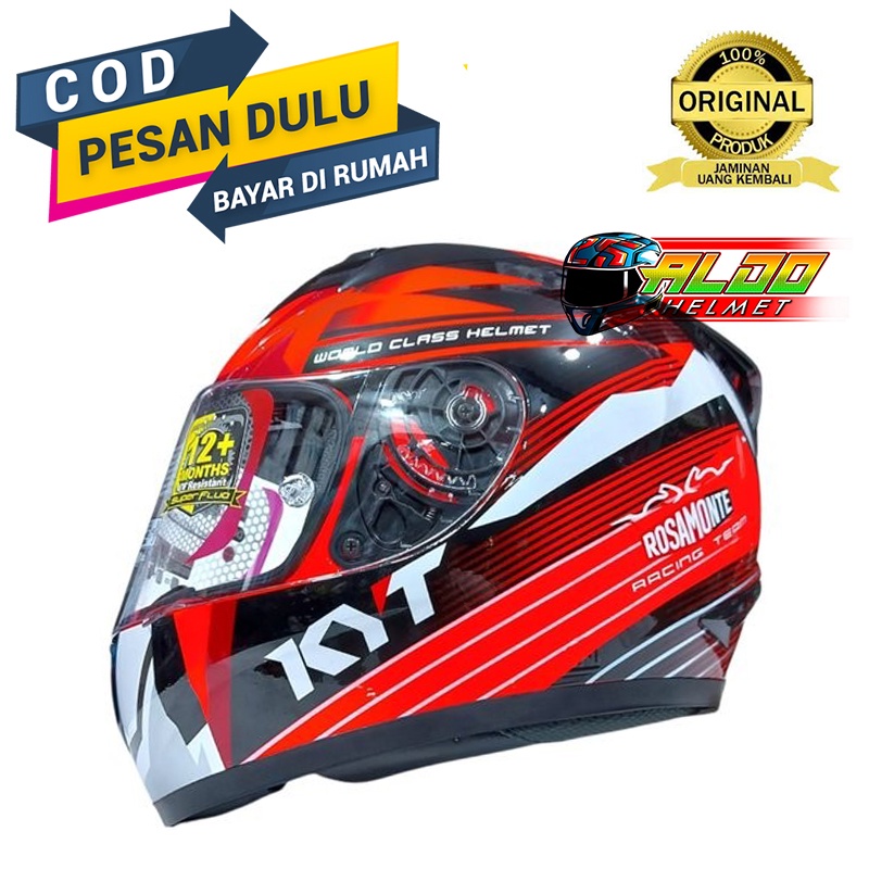 Jual HELM KYT R10 MOTIF RACE EDITION #3 RED FLUO WHITE KACA FLAT CLEAR ...