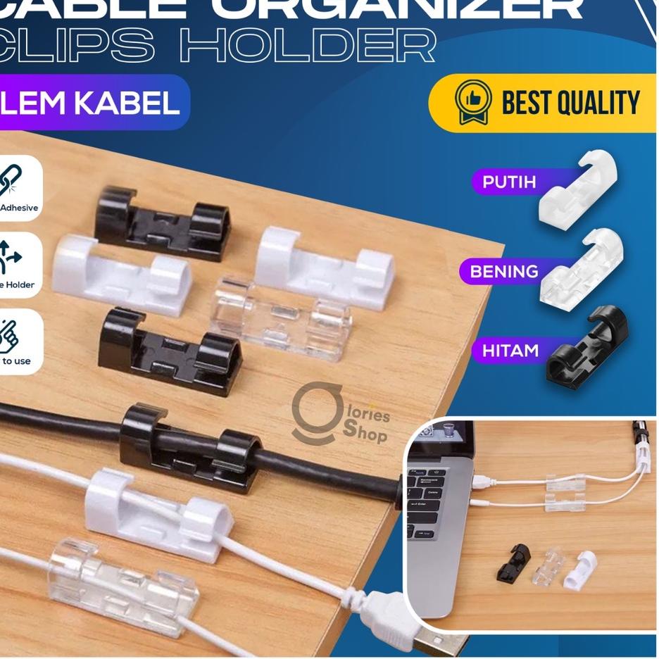 Jual Instan Kabel Clip Cable Organizer Klem Tempel Pengait Kabel Meja ...