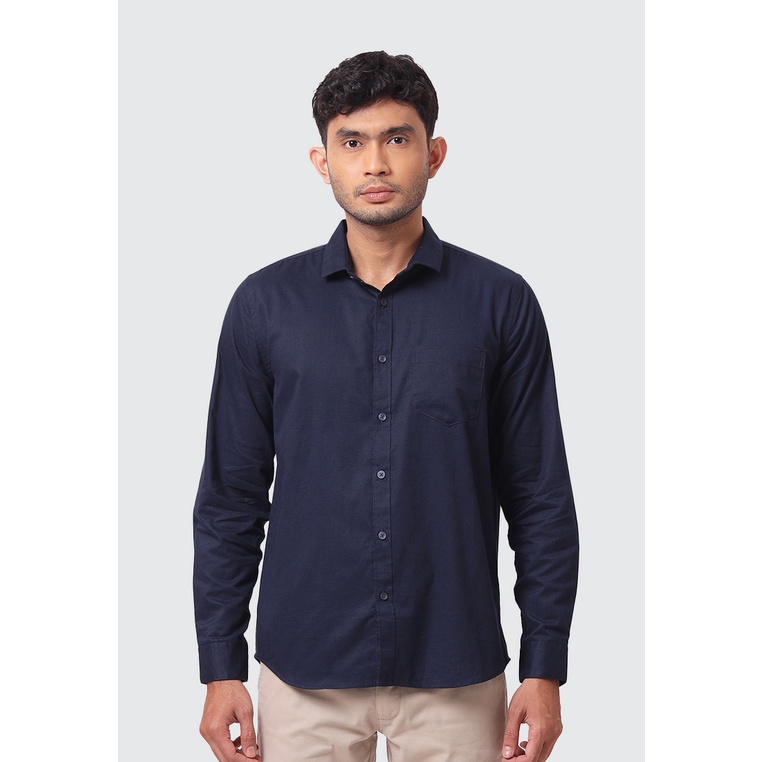 Kemeja Lengan Panjang Roa Navy Grey main image 0