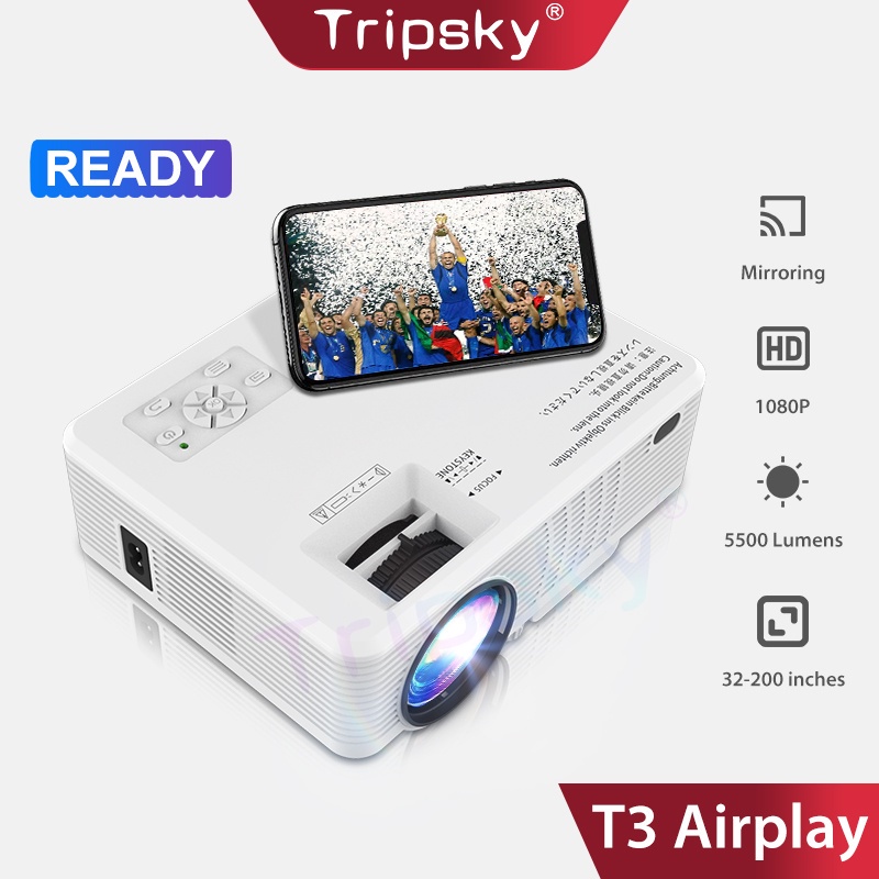 Jual Tripsky Proyektor T3-Airplay Same Screen 5500 Lumens Projector ...