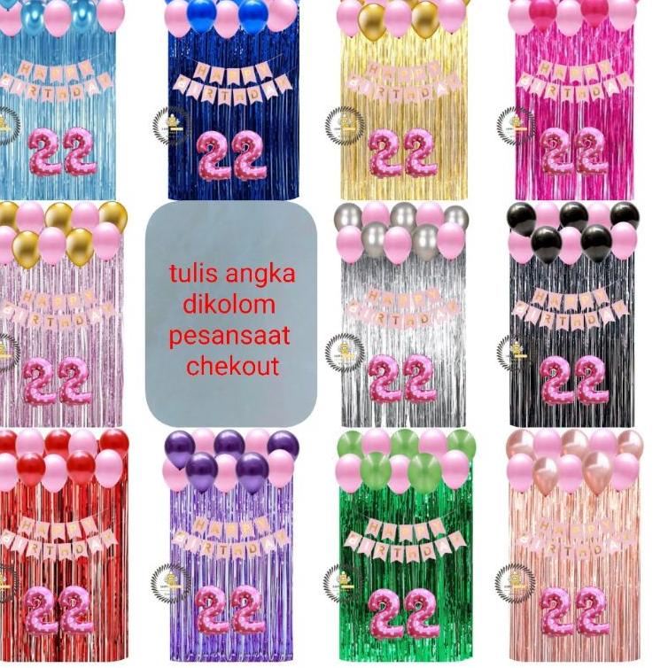 Jual T26 PAKET SET DEKORASI ULANG TAHUN/ HAPPY BIRTHDAY SEGI LIMA PINK ...