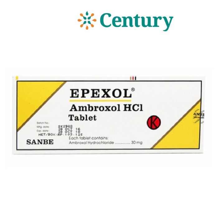 Jual EPEXOL 30MG TAB 1 STRIP ISI 10 TABLET / AMBROXOL / BATUK/ DAHAK ...