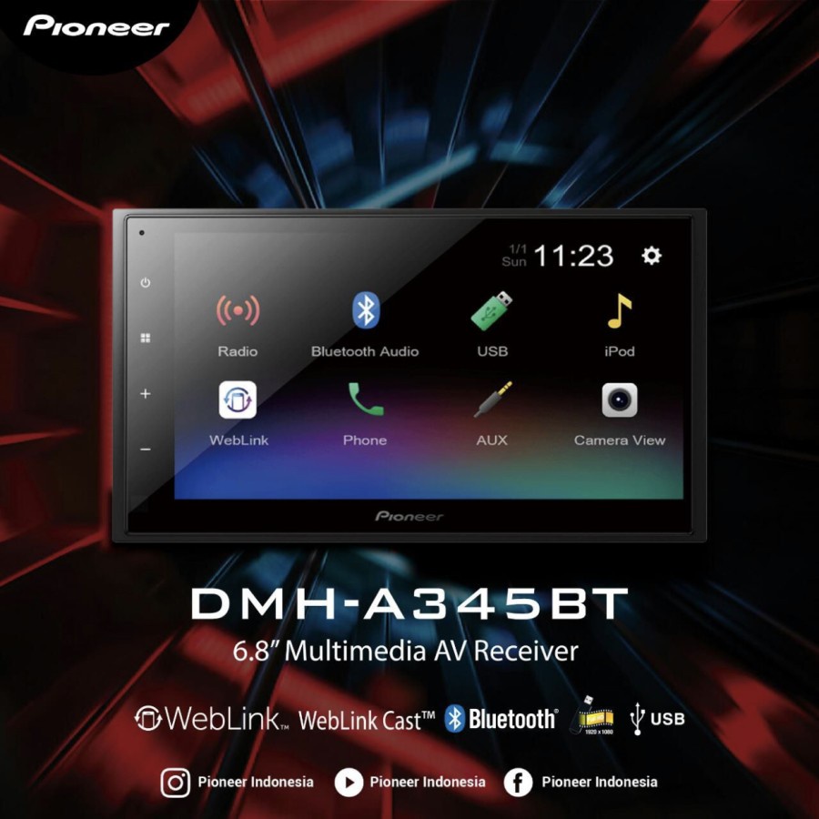 Jual Pioneer DMHA345BT / A345BT Double Din Head Unit 6.8" WEBLINK CAST
