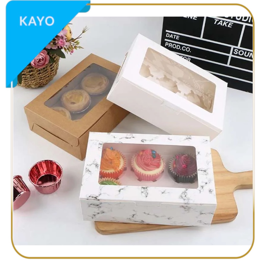Jual DUS KUE cupcake isi 6 box packing muffin kotak mika / Gift Box