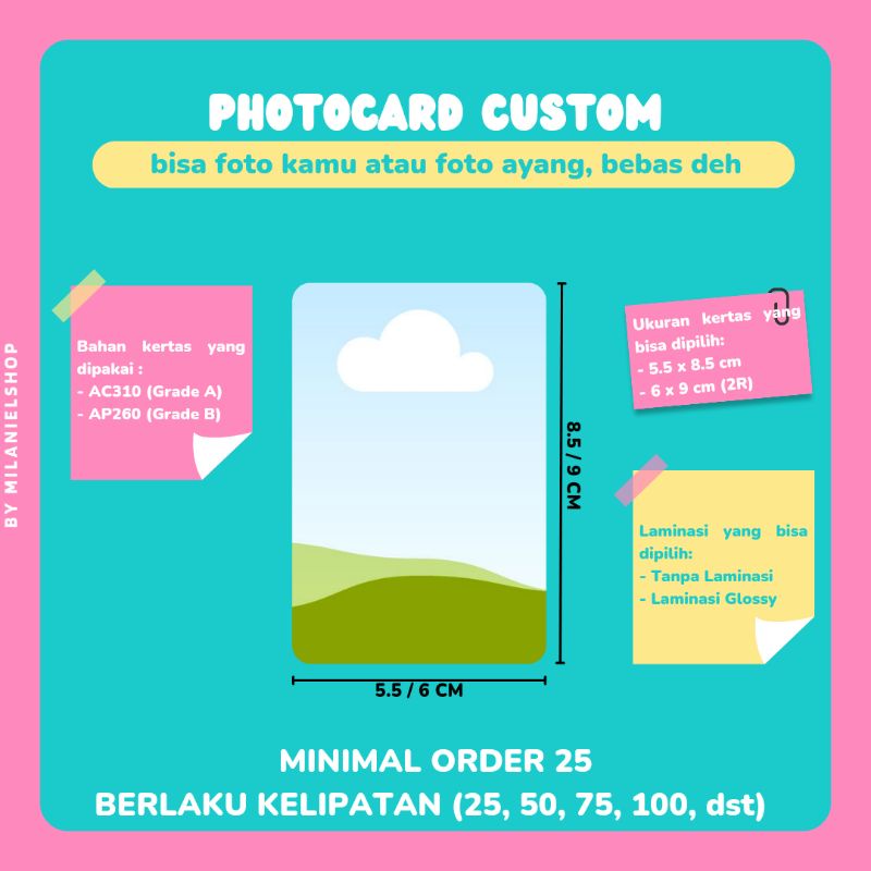 Jual CUSTOM PHOTOCARD 1 SISI (Minimal Order 25pcs) - milanielshop ...