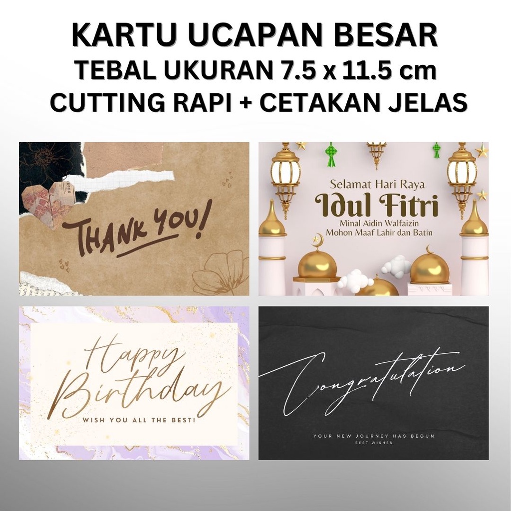 Jual [TEBAL] Kartu Ucapan Mini [4x6] Sedang Dua Sisi [5x8.5] Besar [7