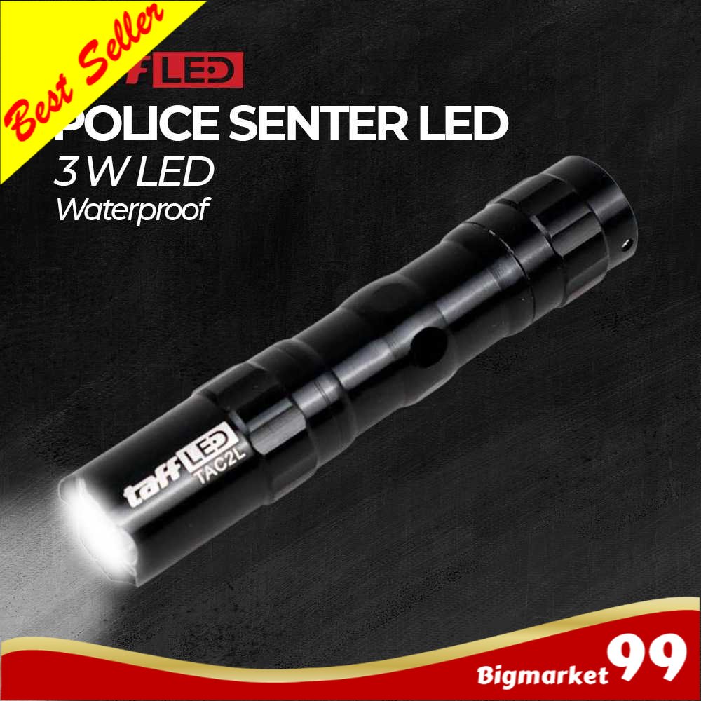 Jual Senter LED Police Swat Terang Waterproof Aluminium Flashlight 3W ...